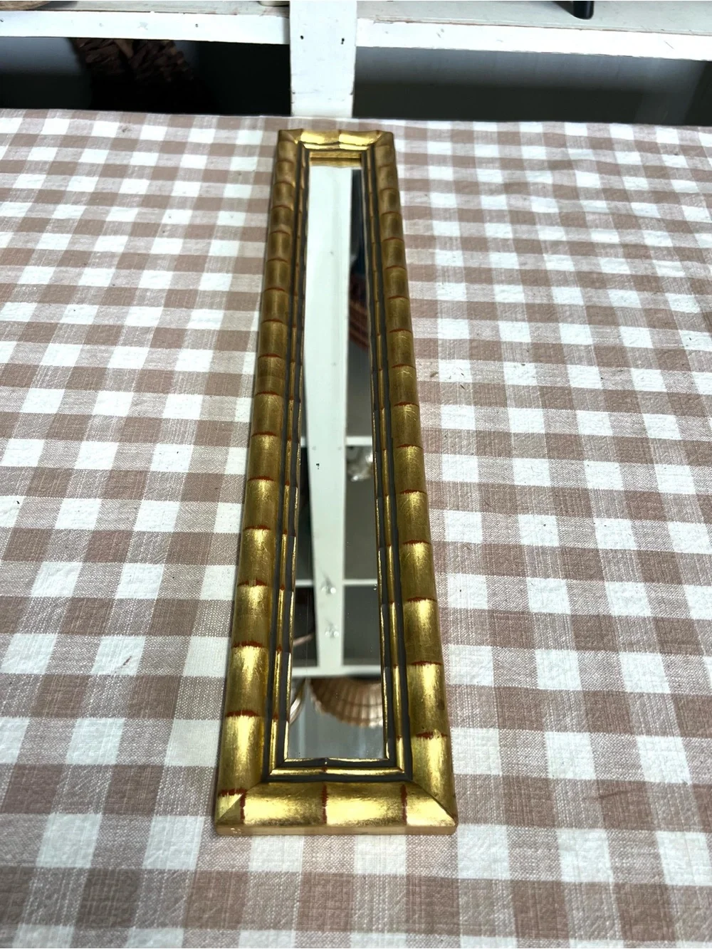 Vintage gold resin mirror bamboo style wall decor